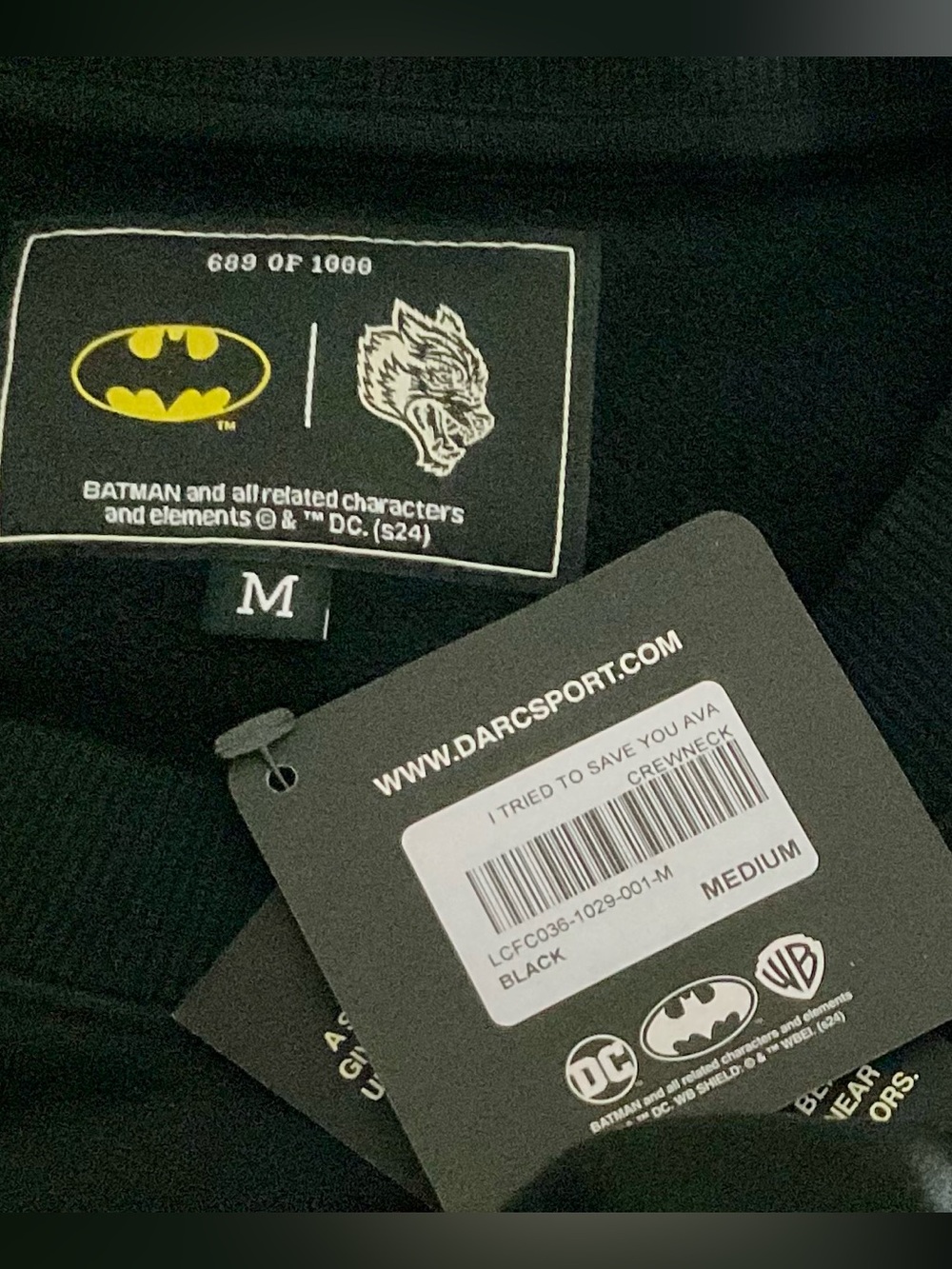 Darc Sport x Batman Catwoman I Tried To Save You Crewneck Women’s Size M NWT - Picture 4 of 4